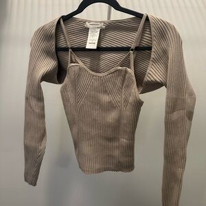 Anthropologie Ribbed Tan Tank Top and Bolero
